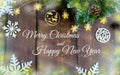 Merry Christmas and happy New year. Christmas decoration design on wooden background with candy bowl.the composition of Christmas Royalty Free Stock Photo