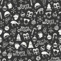 Merry Christmas and Happy New Year 2017. Christmas season hand drawn seamless pattern. Vector illustration. Doodle style