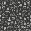 Merry Christmas and Happy New Year 2017. Christmas season hand drawn seamless pattern. Vector illustration. Doodle style