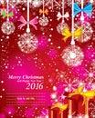 Merry Christmas and Happy New Year 2016. With the color full snow on the red background Royalty Free Stock Photo