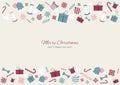 Merry Christmas and a happy new year colourful element icons banner background. Vector illustration design