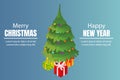 Merry Christmas and Happy New Year concept background, isometric style Royalty Free Stock Photo