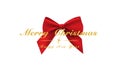 Merry Christmas and Happy New Year concept by bright red bow ribbon with text isolated on white background Royalty Free Stock Photo