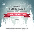 Merry Christmas And Happy New Year Concept Winter Holidays Greeting Card Over Transparent Forest Background Royalty Free Stock Photo