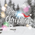 Merry Christmas And Happy New Year Concept Winter Holidays Greeting Card Over Transparent Forest Background Royalty Free Stock Photo