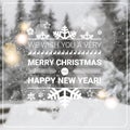 Merry Christmas And Happy New Year Concept Winter Holidays Greeting Card Over Transparent Forest Background Royalty Free Stock Photo