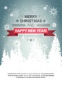 Merry Christmas And Happy New Year Concept Winter Holidays Greeting Card Over Transparent Forest Background