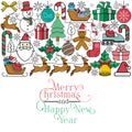 Merry Christmas and Happy New Year Cool Vector Background Royalty Free Stock Photo