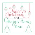 Merry Christmas and Happy New Year Cool Vector Background Royalty Free Stock Photo