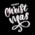 merry christmas and happy new year 2019, creative greeting card or label with glitch theme on black background vector design