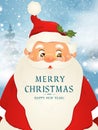 Merry Christmas. Happy new year. Cute big Santa Claus in christmas snow scene. Happy Santa Claus cartoon character in winter Royalty Free Stock Photo