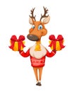 Merry Christmas and Happy New Year. Cute deer Royalty Free Stock Photo
