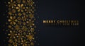 Merry Christmas and Happy New Year. Dark background with gold snowflakes. Vector illustration. Royalty Free Stock Photo