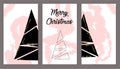 Merry christmas and happy new year fancy black xmas tree in hipster low poly triangle style. Ideal for greeting card or Royalty Free Stock Photo