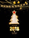 New year poster with a gold tree Royalty Free Stock Photo