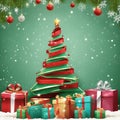 merry christmas and happy new year festival, christmas tree and cristmas presents decoration