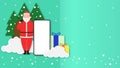 Merry christmas and happy new year festival concept.Santa claus with smartphone and gift.Shopping or marketing online.Decorate Royalty Free Stock Photo