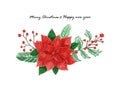 Merry Christmas and happy new year festival with poinsettia flower or Christmas Star and Christmas plant vector Royalty Free Stock Photo