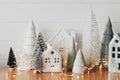 Merry Christmas and Happy New Year! Christmas scene, miniature holiday village. Xmas background Royalty Free Stock Photo