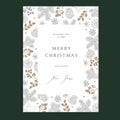 Merry Christmas, Happy New Year floral greeting card, winter nvitation. Holiday frame with fir tree branches, pine cones Royalty Free Stock Photo