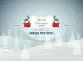 Merry Christmas and Happy New Year forest winter landscape with snowfall vector