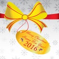 Merry Christmas and Happy New Year 2016 Gift on grey background. Royalty Free Stock Photo