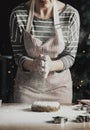 Merry Christmas, Happy New Year. Gingerbread cooking, cake or strudel baking Royalty Free Stock Photo