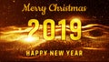 Merry Christmas and Happy New Year 2019 Gold color. Best for new year event, for greetings card, flyers, invitation, posters,