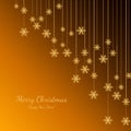 Merry Christmas and Happy New Year with gold snowflakes. Holiday background. Decorative design for card, banner, greeting, vintage Royalty Free Stock Photo