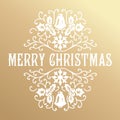 Merry Christmas and Happy New Year. Golden Congratulations card.