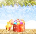 Merry Christmas and Happy New Year greeting background.