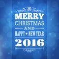 Merry christmas and happy new year 2016 greeting card Royalty Free Stock Photo