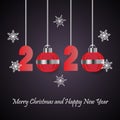 Merry Christmas and Happy New Year 2020 greeting card