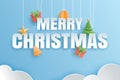 Merry christmas and happy new year greeting card banner in paper art style. Use for header website, cover, flyer