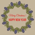 Merry Christmas and Happy New Year greeting card Royalty Free Stock Photo
