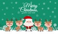 Merry Christmas and happy new year greeting card banner template, cute Santa Claus and reindeer, cartoon character in Christmas Royalty Free Stock Photo