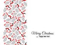 Merry Christmas and Happy New Year greeting card with bullfinch