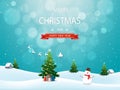 Merry Christmas and Happy new year greeting card ,celebrate theme on blue background for happy holiday Royalty Free Stock Photo