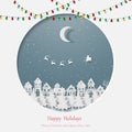 Merry Christmas and Happy new year greeting card,celebrate theme for happy holiday on paper art style Royalty Free Stock Photo