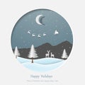 Merry Christmas and Happy new year greeting card,celebrate theme on winter night landscape Royalty Free Stock Photo