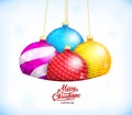 Merry Christmas and Happy New Year Greeting Card with christmas balls Vector Illustration Royalty Free Stock Photo