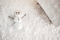 Merry Christmas and happy New Year greeting card with copy-space.cheerful snowman makes a snow angel.winter Christmas landscape.Wi
