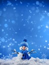 Merry christmas and happy new year greeting card with copy-space. Happy snowman in winter christmas Royalty Free Stock Photo