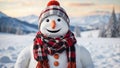 Merry christmas happy new year greeting card copy space snowman standing winter Royalty Free Stock Photo