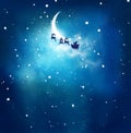 Anta and his sleigh flying over snowy landscape Royalty Free Stock Photo