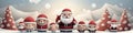 Merry Christmas and happy new year greeting card with cute Santa Claus collection. Holiday cartoon characters set. Royalty Free Stock Photo