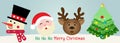 Merry Christmas and happy new year greeting card with cute Santa Claus collection. Holiday cartoon characters set. Vector Royalty Free Stock Photo