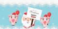 Merry christmas and happy new year greeting card with cute santa claus and pig Royalty Free Stock Photo