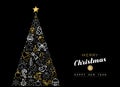 Christmas and new year gold outline icon card Royalty Free Stock Photo