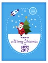Merry Christmas and Happy New Year 2016 greeting card, in Flat Style Royalty Free Stock Photo